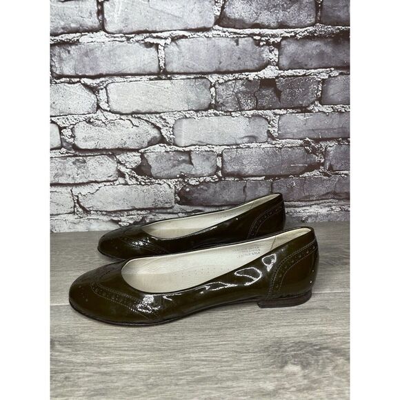 Calzoleria Toscana Brown Patent Leather Wingtip Ballet Flats Women Sz 41EU/10.5M - Picture 8 of 16